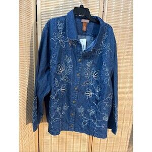 Liz&Me Embroidered Lightweight Blue Denim Jacket 4X